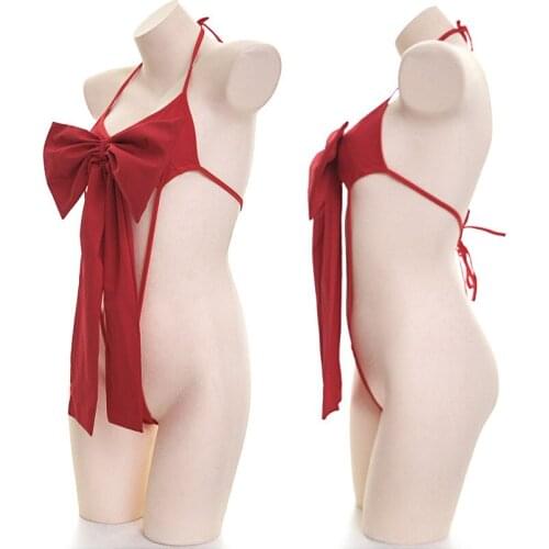 Women Sexy Lingerie Suit Japanese Bow One-piece Pajamas Bikini Kimono Lolita Erotic Costumes Bra Underwear Uniform