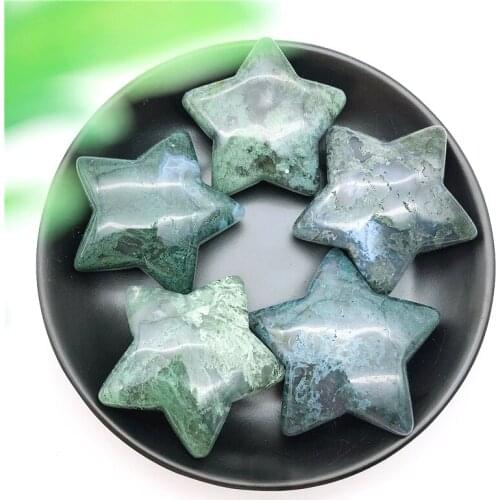 1PC Natural Moss Agate Star Crystal Gemstone Meditation Healing Chakra Polished Gifts Natural Stones and Minerals