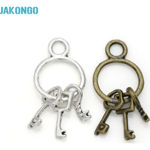 10pcs Tibetan Silver Plated Lots Key Charms Pendants for Jewelry Making Accessories Findings DIY Handmade 26x12mm