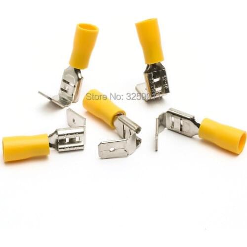 100pcs 12-10 AWG Gauge Semi Insulated Piggy Back Spade Electrical Quick Splice Crimp Terminals Connectors Yellow