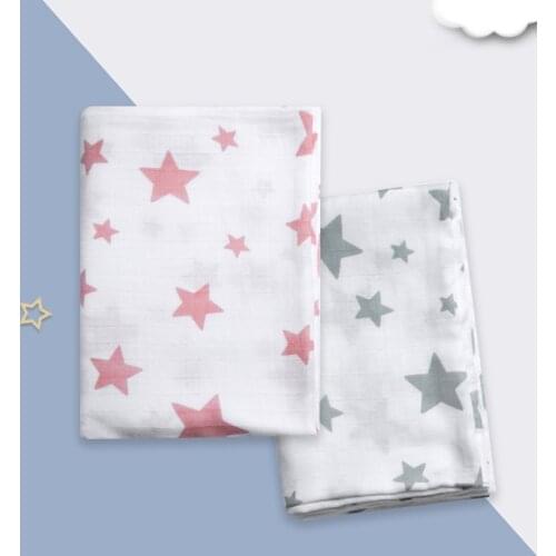 100x70cm Baby Muslin Receiving Blanket Infants Stars Pattern Swaddling Wrap Soft Breathable Gauze Bedding Blanket