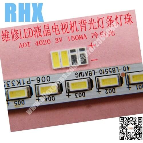300piece/lot for Repair Haier TCL Hisense LCD TV LED backlight Article lamp SMD LEDs AOT 3V 4020 Cold white light emitting diode
