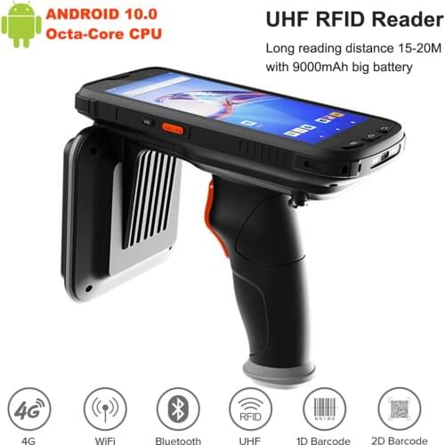 Qctacore Android 10.0 Mobile Data Collector 1D / 2D Barcode Scanner IP67 Rugged Handheld PDA UHF RFID Reader with 4G RAM 64G ROM