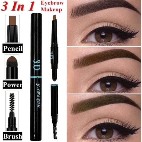 3 In 1 Automatic Eyebrow Pencil Waterproof Anti-sweat Does Not Bloom Lasting Eyebrow Powder