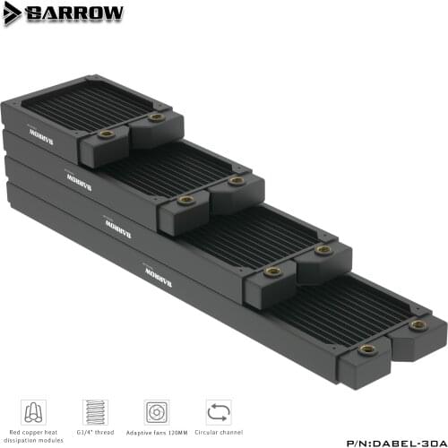 Barrow Dabel-30a 120/240/360/480 Copper Radiator 30mm Thickness 14pcs Circulation Channel Suitable For 120mm Fans