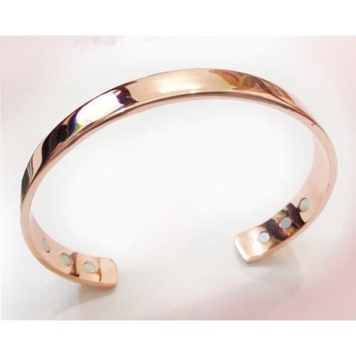 Pure Copper Magnet Energy Health Open Bangle Plated Simple Magnetic Health Bracelet Bio Healthy Healing Copper Bracelet