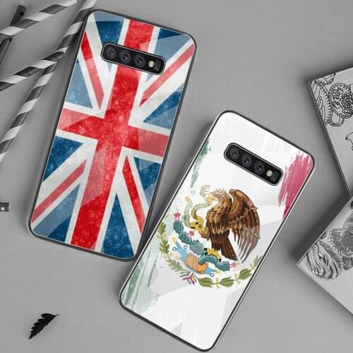 United Kingdom Mexico France Flag Phone Case Tempered Glass For Samsung S20 Plus S7 S8 S9 S10 Plus Note 8 9 10 Plus