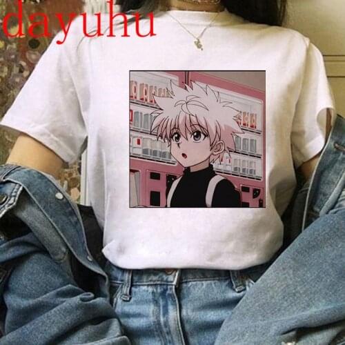 90s Hunter X Hunter Graphic Tees Men Harajuku Kawaii Cartoon Killua Tshirt Funny Japanese Anime Hisoka T Shirt Tops Unisex Male