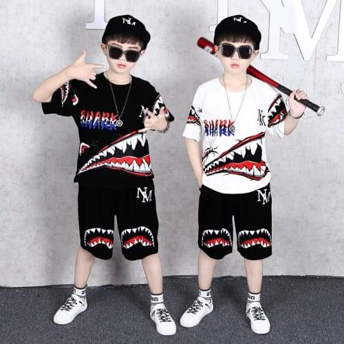 Boys Girl Cotton Clothes Shark Print Fashion Boys Clothing Set Sport Suit Kids Casual Outfits 2Pcs/sets Infant Outfit