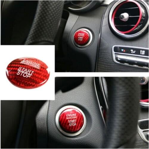 Mini Car Sticker Engine Ignition Start Button Cover Stop Switch Key Decor Ring Carbon Fiber Sticker