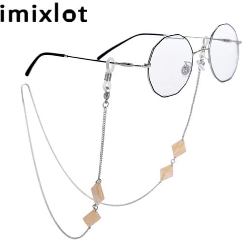 Imixlot Fashion Chic Square Beads Link Chain Stainless Steel Glasses Chain Unisex Eyewear Cord Holder Neck Strap Rope with Box
