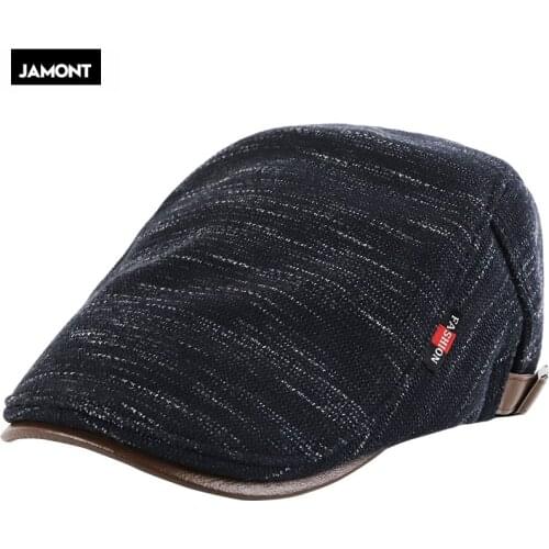 JAMONT Classic Knitted Newsboy Hats For Men Fall Winter Cabbie Caps Male Gorras Planas Beret Hats Outdoor Warm Flat Golf Caps