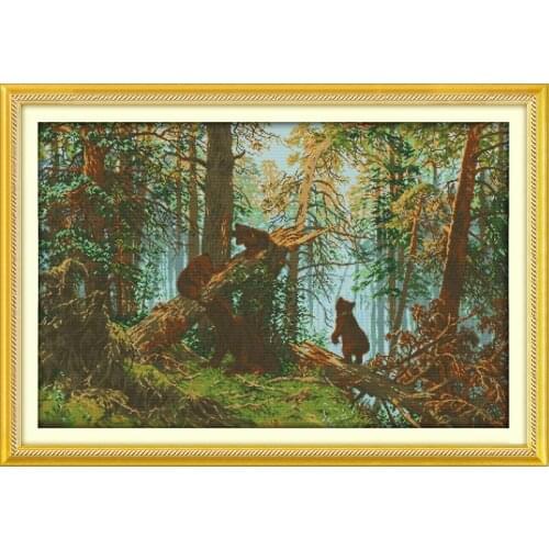 The pine forest morning cross stitch kit 14ct 11ct count printed canvas stitching embroidery DIY handmade needlework