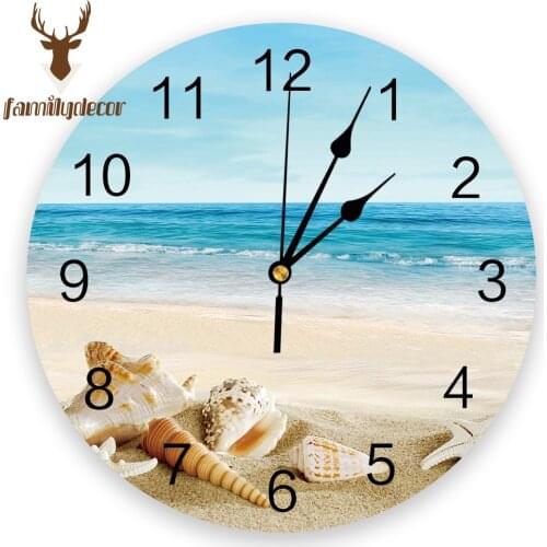Beach Starfish Shell Summer Sea PVC Wall Clock Modern Design Home Decor Bedroom Silent Oclock Watch Wall For Living Room