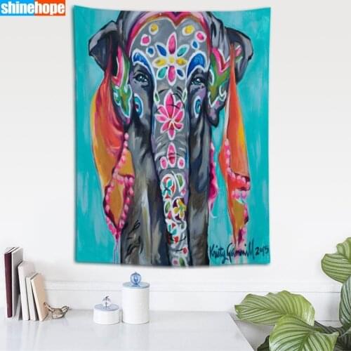 Elephants Tapestry Mandala Wall Hanging Wall Tapestry Psychedelic Farmhouse Decor Dorm Room Wall Carpet Wall Blanket