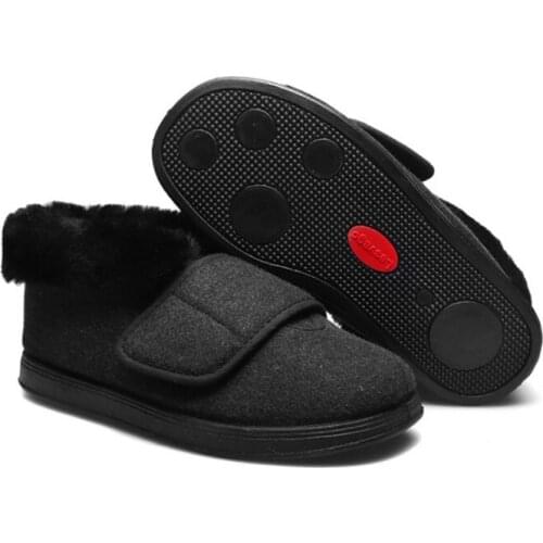 New Widening Adjustable Warm Real Hair Neckline Fashion Swollen Pregnant Women Drivers Diabetes Fat Foot Cotton Magic Shoes