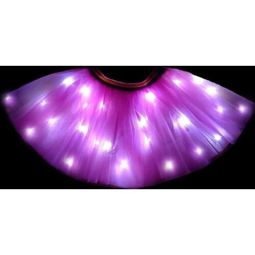 2020 new rose red rainbow LED Skirt Dance Clothes Ballet Fashion mini Sexy Black Swan Mesh Costume Dance led Skirt evening wear