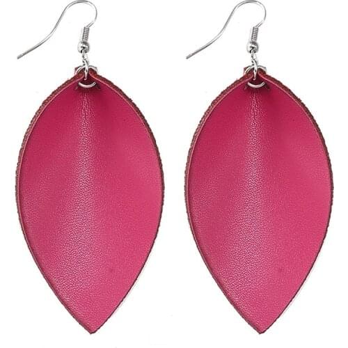 New Arrival Genuine Leather Leaf Earrings for Women Leaves Dangle Earring Statement Party Jewelry Gift