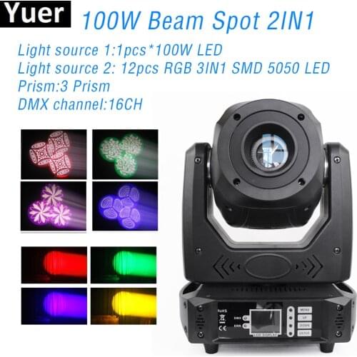 New Stage Moving Head Light 100W Beam Spot 2IN1 12pcs RGB 3IN1 SMD 5050 LED DMX512 DJ Disco Light Party Club Wedding Lights