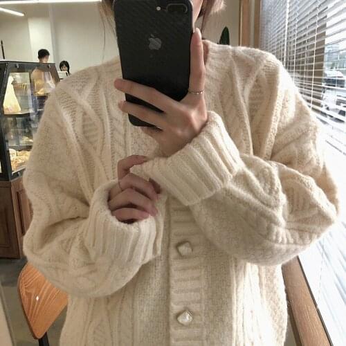 Fall 2021 Women Clothing Oversize Womens Sweaters Autumn Vintage Loose Winter Sweater Knitted Women Cardigan Knit Button Maxi