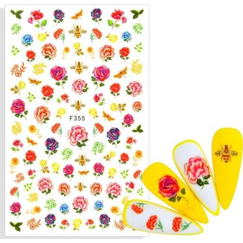 Peony Rose Nail Stickers Floral Leaves Butterfly Geometric Animal Nail Art Decals Sliders Flower Series DIY Manicures Decoration