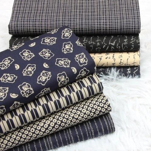 Half Yard Thin Cotton Fabric Retro Blue National Wind Print Handmade DIY Garment Bag Decoration Material 100% Cotton CR-1034