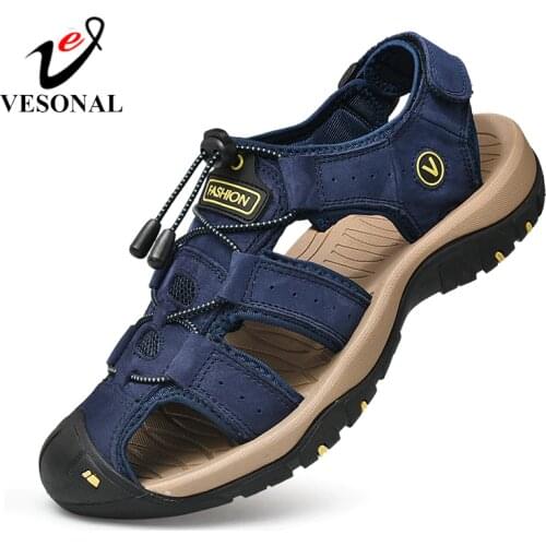 Genuine Leather outdoor big size 46 47 sandals men shoes casual 2021 summer Comfortable sandal male sandalias hiking chaussure