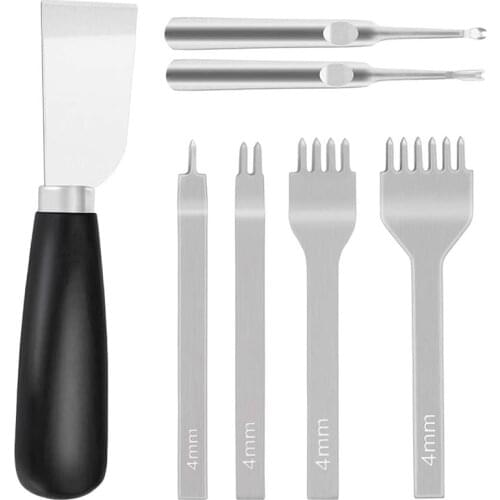 DIY Lacing Stitching Chisel Set Skiving DIY Craft Tool,Leather Craft Kits for DIY Leather Craft Cutting Stitching Sewing