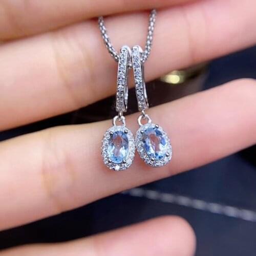 New Arrival Real Natural Aquamarine Earring Natural And Real 925 sterling silver Aquamarine Earring