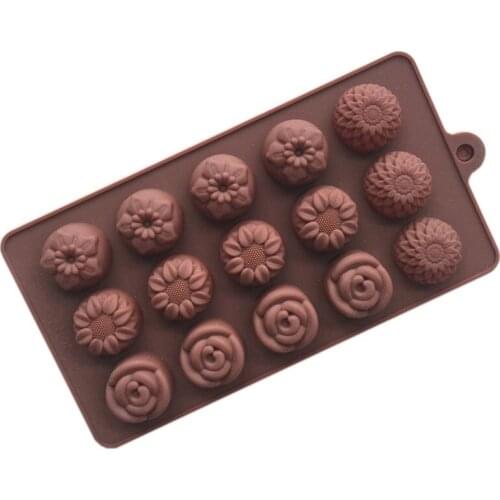 15 Even Silicone Chocolate Mold Flower Shape Candy Fondant Molds DIY Baking Cake Decorating Moulds