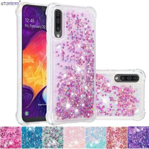 Silicone Cover for Samsung Galaxy A30s A50 Glitter Liquid Cute Soft Case SM-A505FN/DS SM-A505FM/DS Bumper Cases SM-A307FN/DS