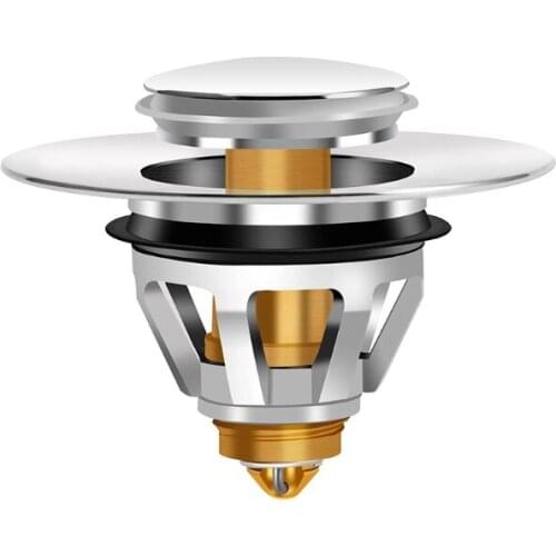 Anti-clogging Drain Stopper Bathroom Wash Basin Drain Filter Hair Catcher Brass Bounce Core Kitchen Sink Strainer S06 21