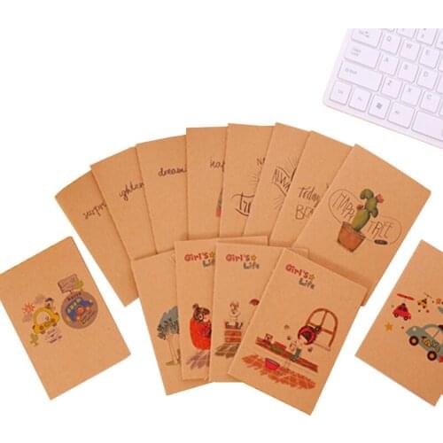 40pcs/lot vintage series blank kraft notebook cartoon pocket notepad agenda best gifts for students stationery wholesale