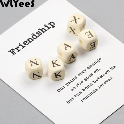 WLYeeS 52pcs Natural color square wood beads 10mm Mixed Wooded loose bead for DIY Necklace Bracelet Jewelry making accessories