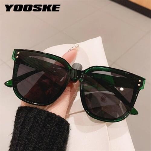 YOOSKE Square Oversized Sunglasses Women Fashion Sun Glasses Vintage Green Eyeglasses Men UV400 Shades Outdoor Womens Glasses