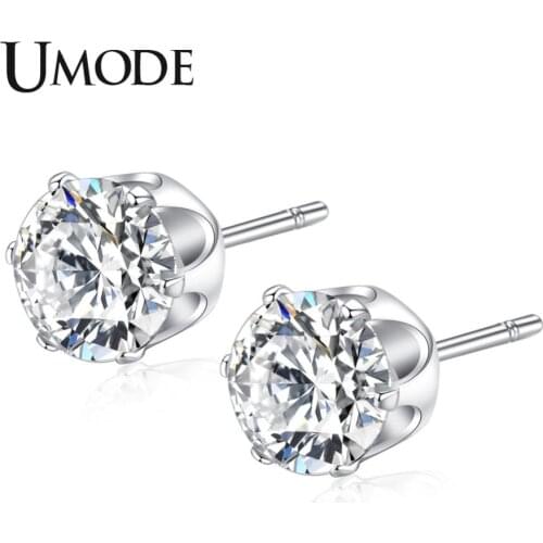 UMDOE New Fashion Trendy Cubic Zirconia Crystal Stud Earrings for Women Wedding Party Jewelry Brinco Femme Christmas Gift UE0340