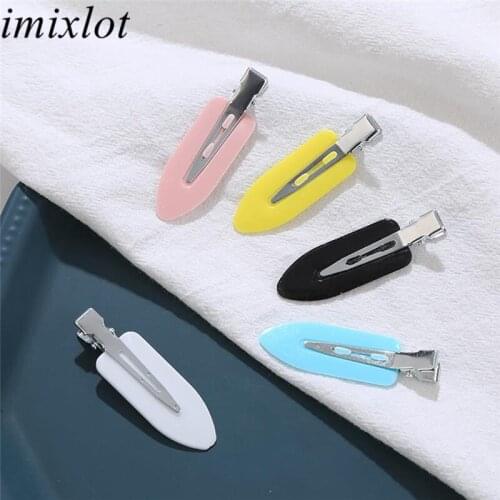 Imixlot 5pcs Creative Cute Non-curved Seamless Candy Color Hair Clips Women Girls Side Bangs Fix Fringe Non-marked Hairpins