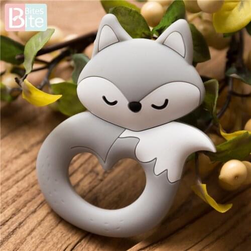 Bite Bites 1PC Fox Baby Teether Food Grade Silicone Pendant For Pacifier Childens Goods Baby Teethers For Teeth Baby Chews Bite