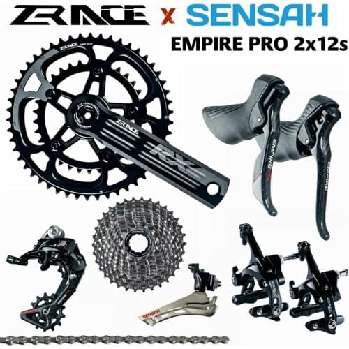 10pcs EMPIRE PRO 2x12 Speed, 24s Road Groupset, R/L Shifter + R/F Derailleurs + ZRACE RX Crank / Brake / Cassette, carbon fiber