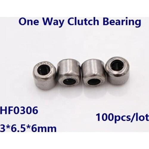 100pcs/lot HF0306 3*6.5*6mm Drawn Cup One Way Clutch Needle roller Bearing Single Way Needle Bearing 3×6.5×6mm