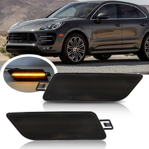 2Pcs Led Side Marker Light for Porsche Macan 2015-2018 Smoked Lens Amber Bumper Fender Turn Signal Lamp