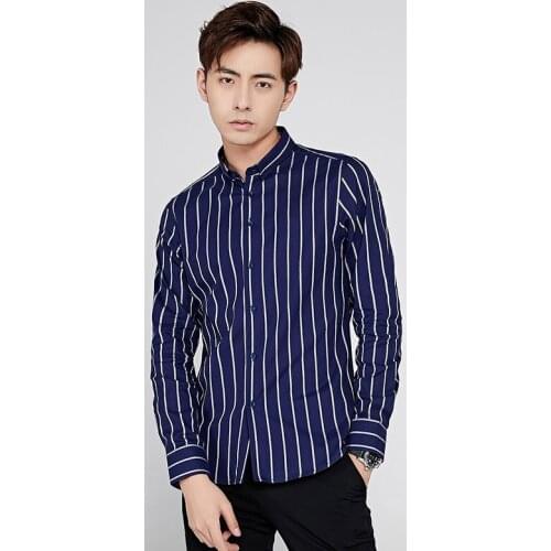 2021 New Fashion Men Shirt Long Sleeve Shirts for Male Striped Classic-fit Comfort Soft Casual Button-Down Shirts Men Clothing