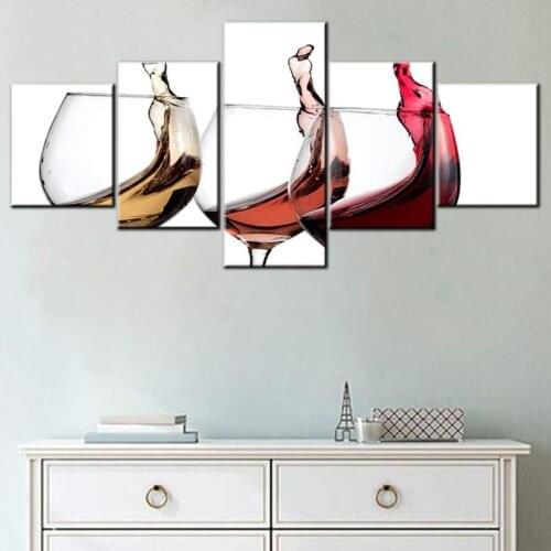 5PCS Canvas Decorative Painting Shaking Wine Glass Picture HD Printing Bar Pub Wall Art Decoration Home Decor Wine Cabinet Hangi