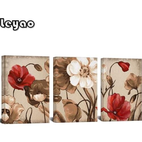 5D DIY Diamond Painting Blossom Floral Triptych Picture Cross Stitch Square/Round Full Drill Embroidery Mosaic Home Decor