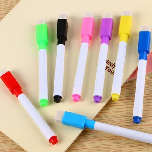 8Pcs/Set Color Whiteboard Pen With Tape Brush 8 Color Whiteboard Pen Set Erasable Pro-environment Water Marker Office Supplies