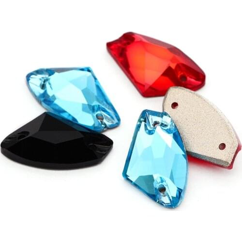 Glitter Crystal AB Blue K9 Glass Sew on Rhinestones Crystal Strass Glass Sewing Clothes for Craft DIY Decoration Jewelry Beads