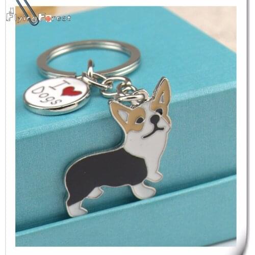 10pcs/LOT Wholesale Price Women Pet Key Chain Corgi Dog Figure Dogs Key Ring bag Charm Cheap Lovely Keychain Car Keyring Gift