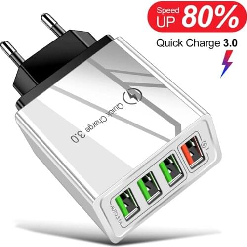 Quick Charger 3.0 USB Charger for Samsung S20 S10 iPhone 12 XS Max Huawei P20 Tablet EU US Plug Adapter QC 4.0 Fast Wall Charger