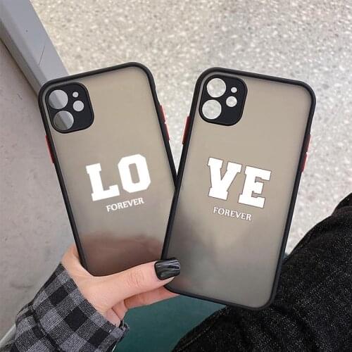 ZUIDID Funny Letter Love Couple Phone Case For iPhone 11 12 Pro MAX X XS XR SE20 7 8Plus Clear Shockproof Hard Cover Black Shell