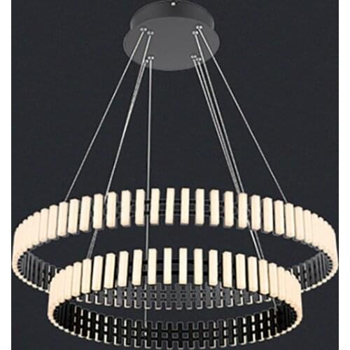 Black Modern Luxury LED Chandelier Lighting Dining Living Room Creative Round Hanging Lamp Simple Bedroom Lobby Home Art Fixture
